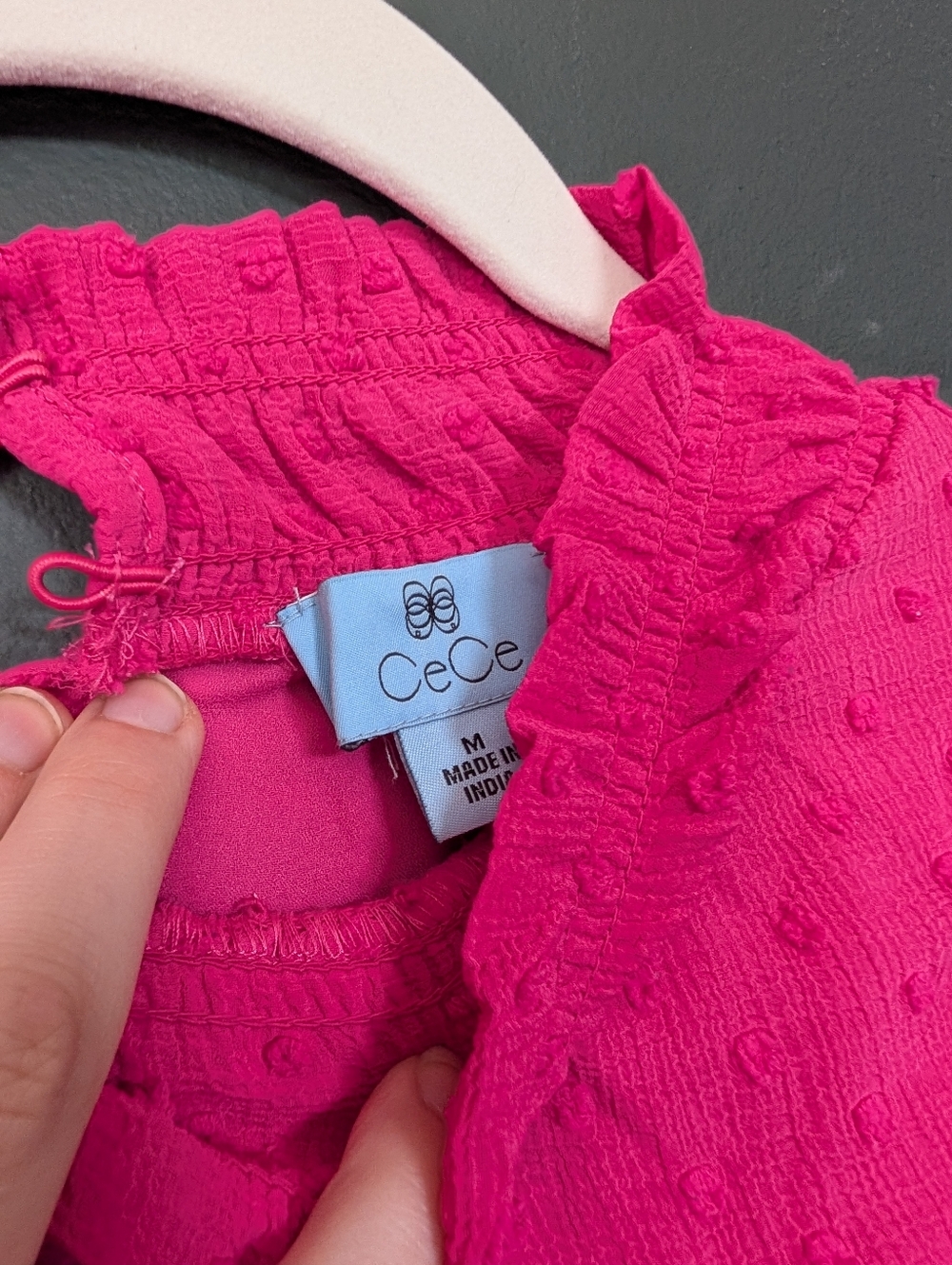 CeCe Hot Pink Ruffle Mock-Neck Sleeveless Blouse 0010 - Picture 4 of 6